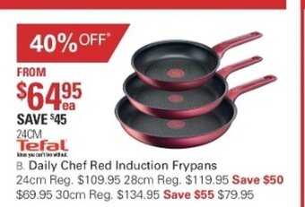 Harris Scarfe Tefal Daily Chef Red Induction Frypans 24cm offer