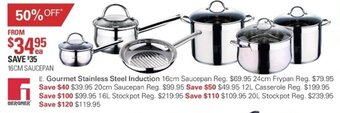 Harris Scarfe Bergner Gourmet Stainless Steel Induction 16cm Saucepan offer