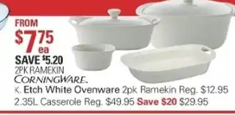 Harris Scarfe Corningware Etch White Ovenware 2pk Ramekin offer