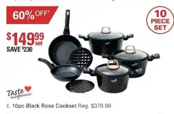 Harris Scarfe 10pc Black Rose Cookset offer