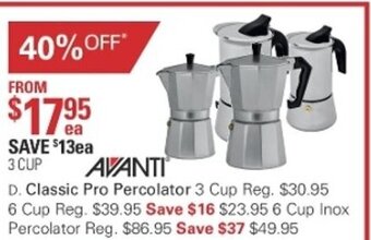 Harris Scarfe Avanti Classic Pro Percolator 3 Cup offer