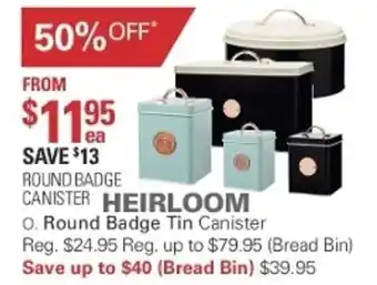 Harris Scarfe Heirloom Round Badge Tin Canister offer