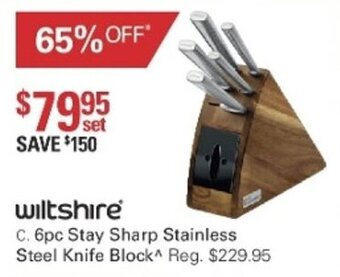 Harris Scarfe Wiltshire 6pc Stay Sharp Stainless Steel Knife Block offer