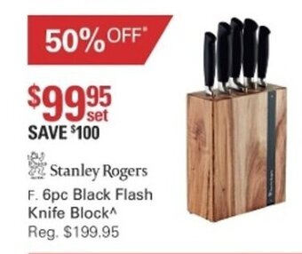 Harris Scarfe Stanley Rogers 6pc Black Flash knife Block offer