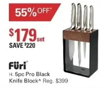 Harris Scarfe Furi 5pc Pro Black Knife Block offer