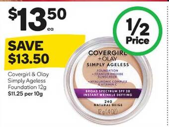 Woolworths Covergirl & olay simply ageless foundation offer