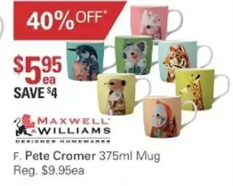 Harris Scarfe Maxwell Williams Pete Cromer 375ml Mug offer