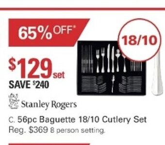 Harris Scarfe Stanley Rogers 56pc Baguette 18/10 Cutlery Set offer