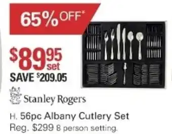 Harris Scarfe Stanley Rogers 56pc Albany Cutlery Set offer