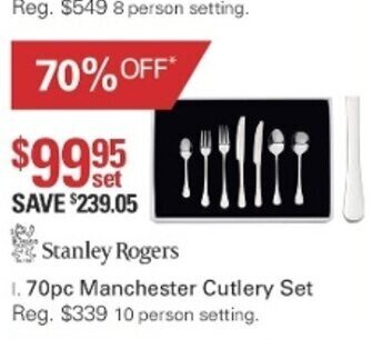 Stanley Rogers 70pc Manchester Cutlery Set