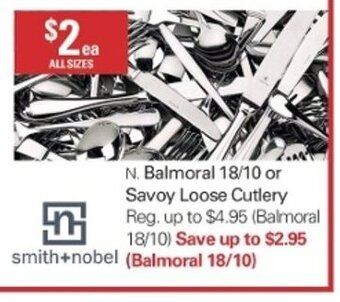 Harris Scarfe Smith+nobel Balmoral 18/10 or Savoy Loose Cutlery offer