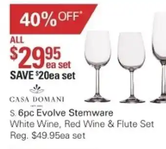Harris Scarfe Casa Domani 6pc Evolve Stemware offer
