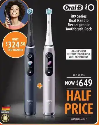 Shaver Shop Oral-b i09 series dual handle rechargeable toothbrush pack offer