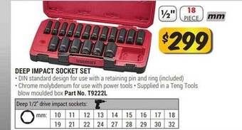 Teng Tools Deep impact socket set offer