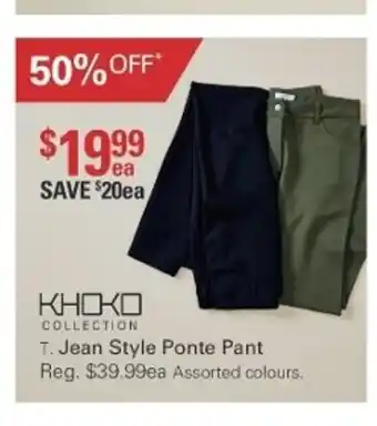 Harris Scarfe Khoko Jean Style Ponte Pant offer