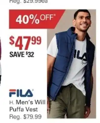 Harris Scarfe FILA Men's Will Puffa Vest offer