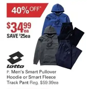 Harris Scarfe Lotto Men's Smart Pullover Hoodie or Smart Fleece Track Pant offer