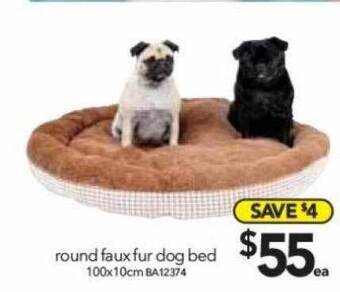 Cheap as Chips Round faux fur dog bed offer