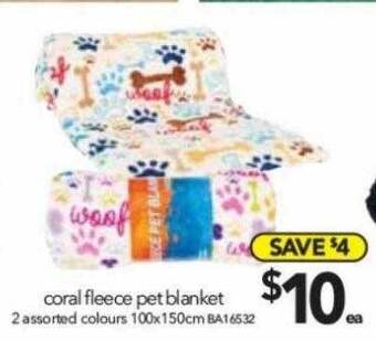 Cheap as Chips Coral fleece pet blanket offer