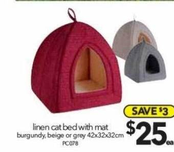 Cheap as Chips Linen cat bed with mat offer