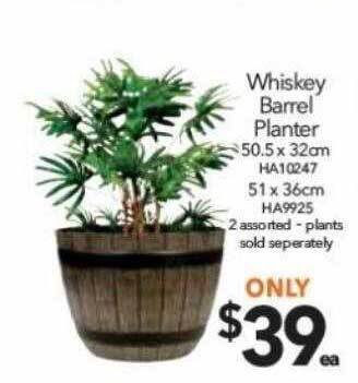 Cheap as Chips Whiskey barrel planter offer