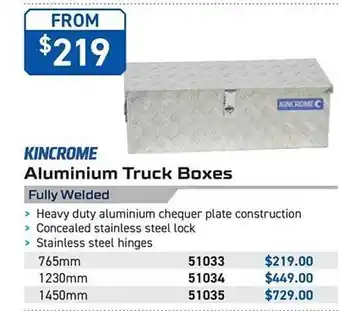 Kincrome Aluminium truck boxes offer