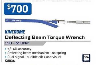 Deflecting beam torque wrench