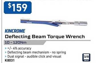 Deflecting beam torque wrench
