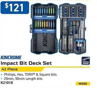Kincrome Impact bit deck set offer