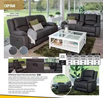Captain electric 3-seater, 2-seater and armchair recliner