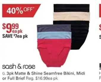 Harris Scarfe Sash & Rose 3pk Matte & Shine Seamfree Bikini, Midi or Full Brieg offer