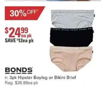 Harris Scarfe Bonds 3Pk Hipster Boyleg or Bikini Brief offer