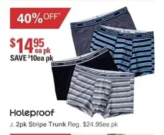 Holeproof 2pk Stripe Trunk