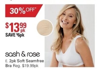 Harris Scarfe Sash & Rose 2pk Soft Seamfree Bra offer