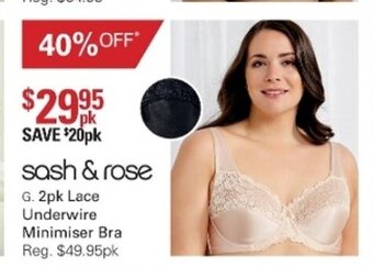 Harris Scarfe Sash & Rose 2pk Lace Underwire Minimiser Bra offer