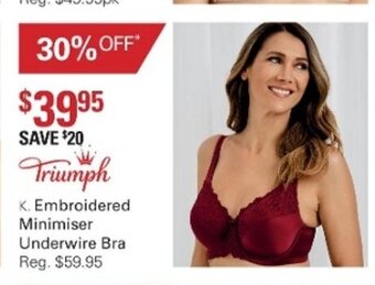Harris Scarfe Triumph Embroidered Minimiser Underwire Bra offer
