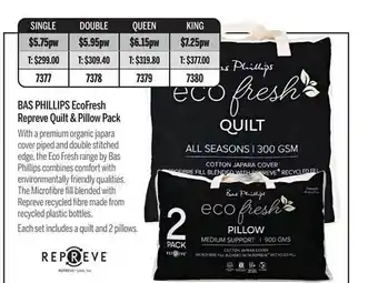Bas phillips ecofresh repreve quilt & pillow pack
