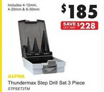 United Tools Alpha thundermax step drill set 3 piece offer