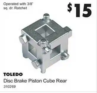 Toledo disc brake piston cube rear