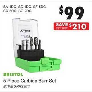 United Tools Bristol 5 piece carbide burr set offer
