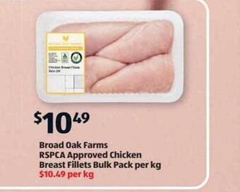 ALDI Broad oak farms rspca approved chicken breast fillets bulk pack offer
