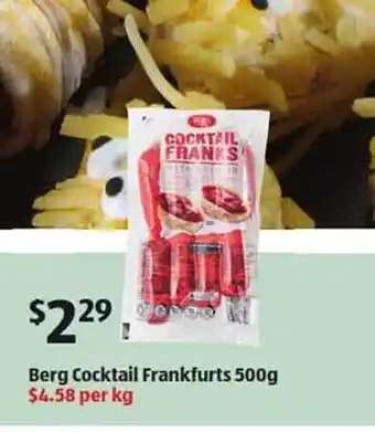 ALDI Berg cocktail frankfurts offer