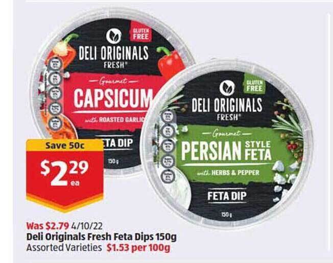 Deli originals fresh feta dips offer at ALDI