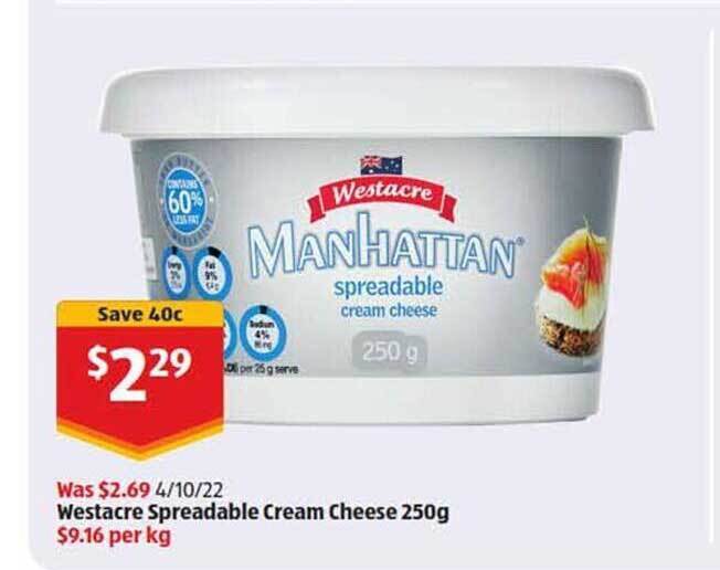 Westacre spreadable cream cheese offer at ALDI