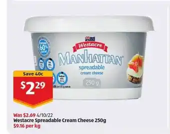 ALDI Westacre spreadable cream cheese offer