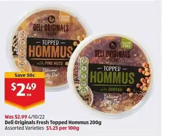 Deli originals fresh topped hommus