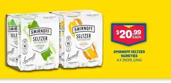 Bottlemart Smirnoff seltzer varieties offer