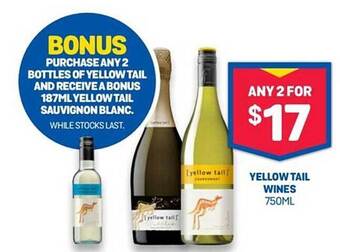 Bottlemart Yellow tail wines offer