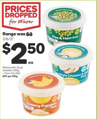Woolworths Woolworths Soup Varieties 300g offer