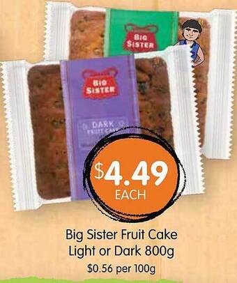 Spudshed Big sister fruit cake light or dark offer